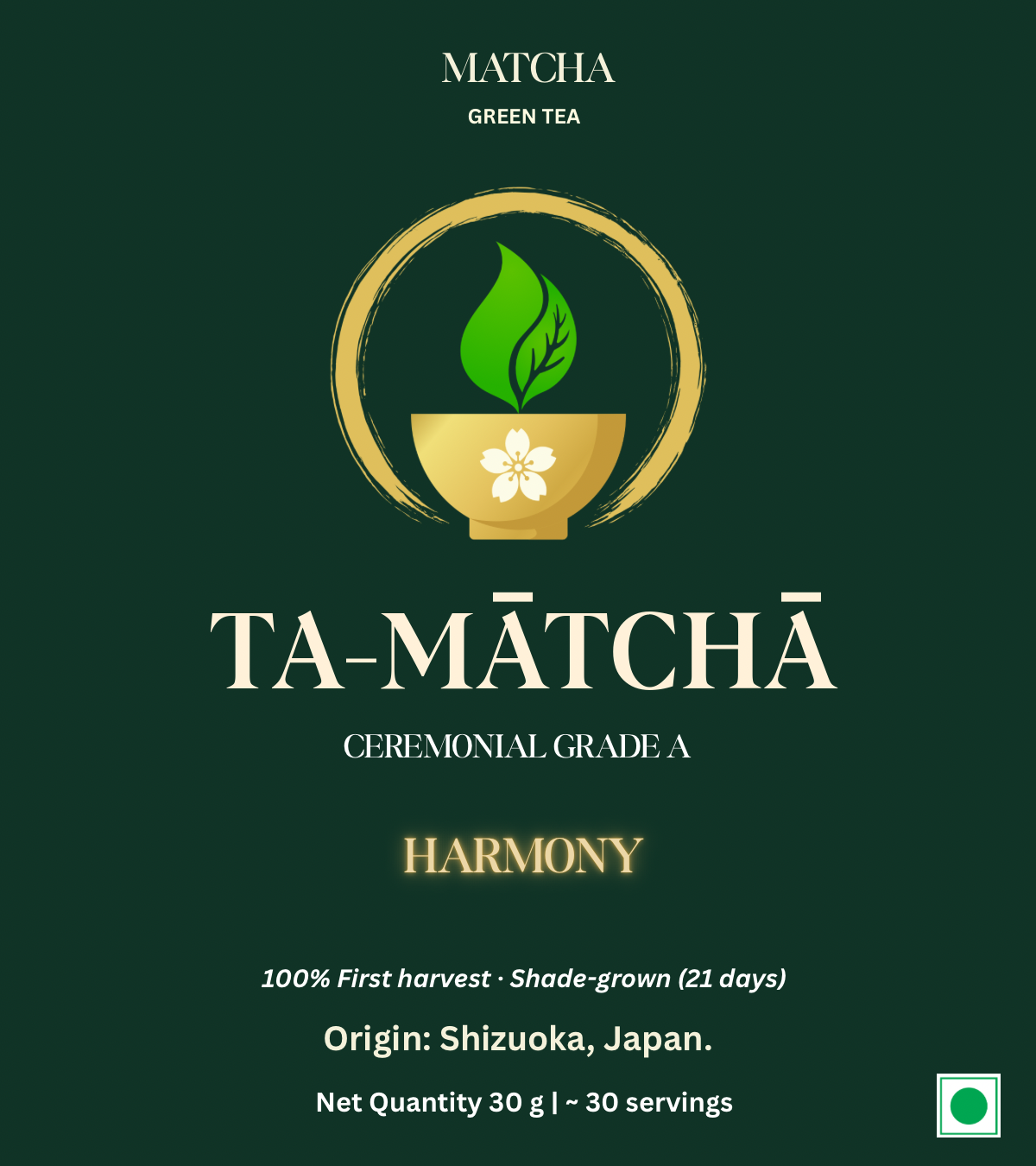 HARMONY – Ceremonial Grade A Matcha (30g)
